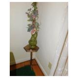 WOOD OCTOGON TABLE 10.5" TOP & VASE