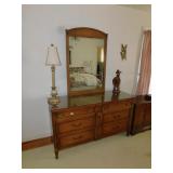 DREXEL DRESSER 6 DRAWER WITH MIRROR, 56" W X 20"