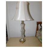 LAMPS 29" H, ETCHED GLASS CENTER, METAL BASE