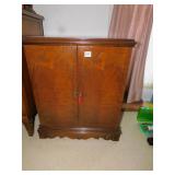 2 DOOR CABINET WALNUT BURRLED WOOD 22" W X 14" D