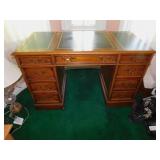 SLIGH DESK, LEATHER TOP, GLASS TOP PROTECTOR 31"