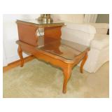 DREXEL SIDE TABLE 2 TIER, GLASS PROTECTIVE TOP,