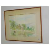 WATER COLOR, PRINT FLOWERS IN VASE,