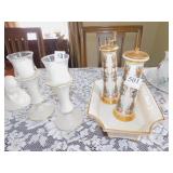LENOX SALT & PEPPER, CANDLE STICK & BOWL