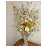 CRYSTAL VASE WITH ARTIFICIAL FLOWERS