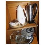 COFFEE CARAF, BOWL, DECORATIVE ALUMINUM PLATE,