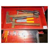 CONTENTS OF TOOL CASE, WIRE STRIPPERS, SAND