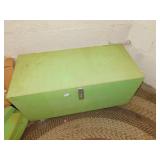 GREEN HINGED BOX, METAL HANDLES, 36" X 16.5" X