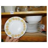 NORITAKE SUNNYSIDE DINNER PLATES, 6 BOWLS, SOME