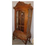 WOOD CARVED DISPLAY CABINET, 2 DRAWER BASE,