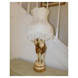 LAMP PLASTER, 42" H, FRINGE SHADE