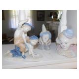2 PORCELAIN CLOWNS, CHILDREN AT PLAY DUNCAN