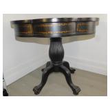 DRUM TABLE HAND PAINTED FLOWER DESIGN, PAW FOOT