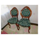 VICTORIAN REPRODUCTION GREEN TUFTED CHAIRS, ROSE