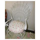 IRON ARMCHAIR USED INDOORS, 31" W X 48" H, VERY