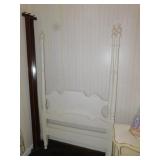 TWIN WHITE 4 POSTER BED