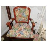 REPRODUCTION TAPESTRY SEAT ARMCHAIR, 23" W X 38"H