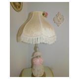 LAMPS PAIR FIGURAL, MAN & WOMAN, FRINGE SHADE