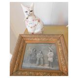 PRINT "CRY BABY" FRAMED, CERAMIC CAT