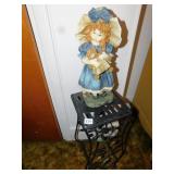 RESIN DOLL, METAL PLANT STAND 24" H