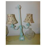 LAMP WITH 2 ARMS, NIGHT LIGHT SIZE BULBS, GLASS