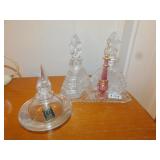 4 PERFUME BOTTLES, SMALL TRAY, 1 ONEIDA PERFUME