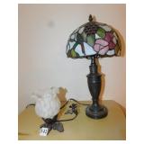 LAMPS 17" TALL STAIN GLASS LOOKING TOP; LAMP