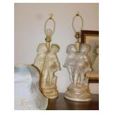 PAIR FIGURAL LAMPS PLASTER,1 LAMP CREAM COLOR