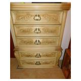 DRESSER 5 DRAWER, SOME WARE, PLASTIC FRONT ON