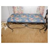 METAL BASE BENCH, BLUE FLORAL, 39" W