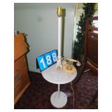 WHITE METAL BASE WITH MARBLE TOP TABLE LAMP WITH