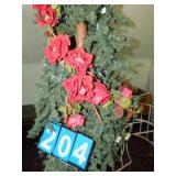 PRELIT GREEN CHRISTMAS TREE WITH ROSES