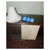 FAUX MARBLE PIECE, GLASS TABLETOP PIECE, THREE