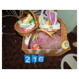 GROUP OF EASTER ITEMS, BASKETS, EASTER GRASS,