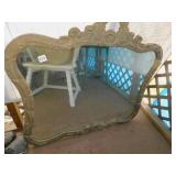 ANTIQUE MIRROR WITH FANCY CARVED FRAME 33" TALL
