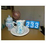 GINGER JAR, GLASS VASE, PORCELAIN PITCHER