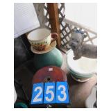 DOG STATUE, LARGE CUP/SAUCER, ETC.