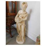 PLASTER STATUE WOMAN WITH URN 32" H, SLIGHT FLAKE