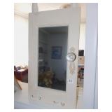 MIRROR WITH COAT HOOKS & DOOR HANDLE, 25" X 15.5"