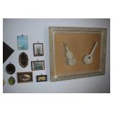 34" X 28" FRAME W/ DECORATIVE INSTRUMENTS, SMALL