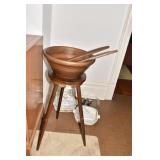 WOOD SALAD BOWL STAND 25" H WITH SALAD BOWL