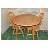 WOOD TABLE 36" W X 30" H W/ 2 CHAIRS