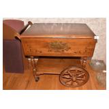 HEYWOOD HAND PAINTED DROP SIDE TEA CART W/ CENTER
