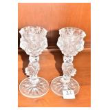 HOFFBAUER BYRDES LEAD CRYSTAL CANDLESTICKS 8" H