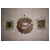 WOOD WREATH AND 2 PICTURES