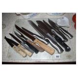 FARBER WARE AND SABITER KNIFES AND CUTTING BOARD