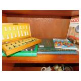 GROUP OF HARDBACK BOOKS, TRAVEL CHESS GAME IN