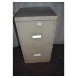METAL TWO DRAWER FILING CABINET SOME CORROSION