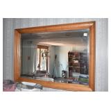 LARGE WOOD FRAME MIRROR 28"H 40" LONG AND 3" DEEP