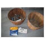 2 BUSHEL BASKETS WITH ASSORTED TOOLS